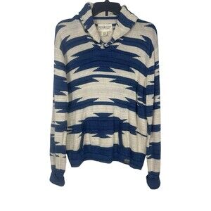 Denim & Supply Ralph Lauren Blue Cream Linen Aztec Southwestern Sweater L Read